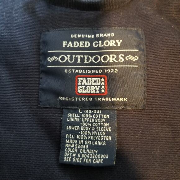 Faded Glory Outdoors Men's Navy Blue Canvas Chore Coat Corduroy Collar Large - Picture 3 of 5